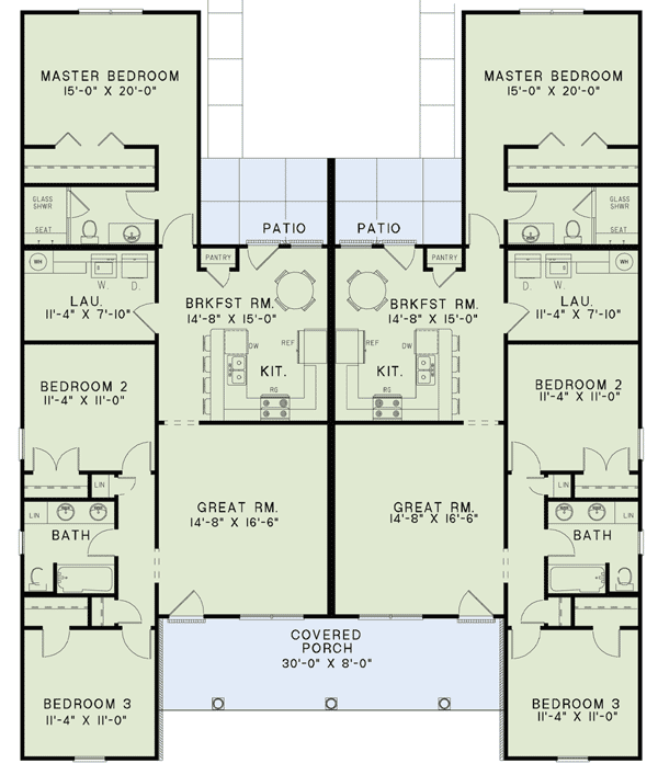 Ranch Style Duplex 60644ND Architectural Designs House Plans