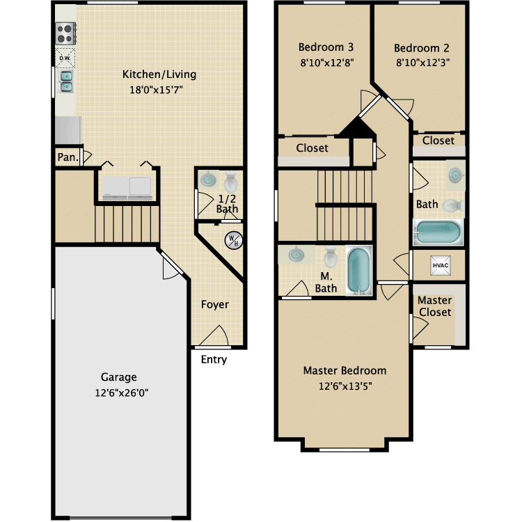 3 Bedroom Townhouse Plans 2 Storey Home Design Ideas