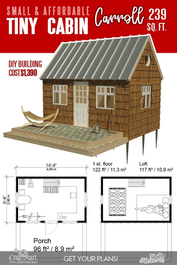 Wooden Cabin Plans. Out of all simple cabin plans, the Carroll manages