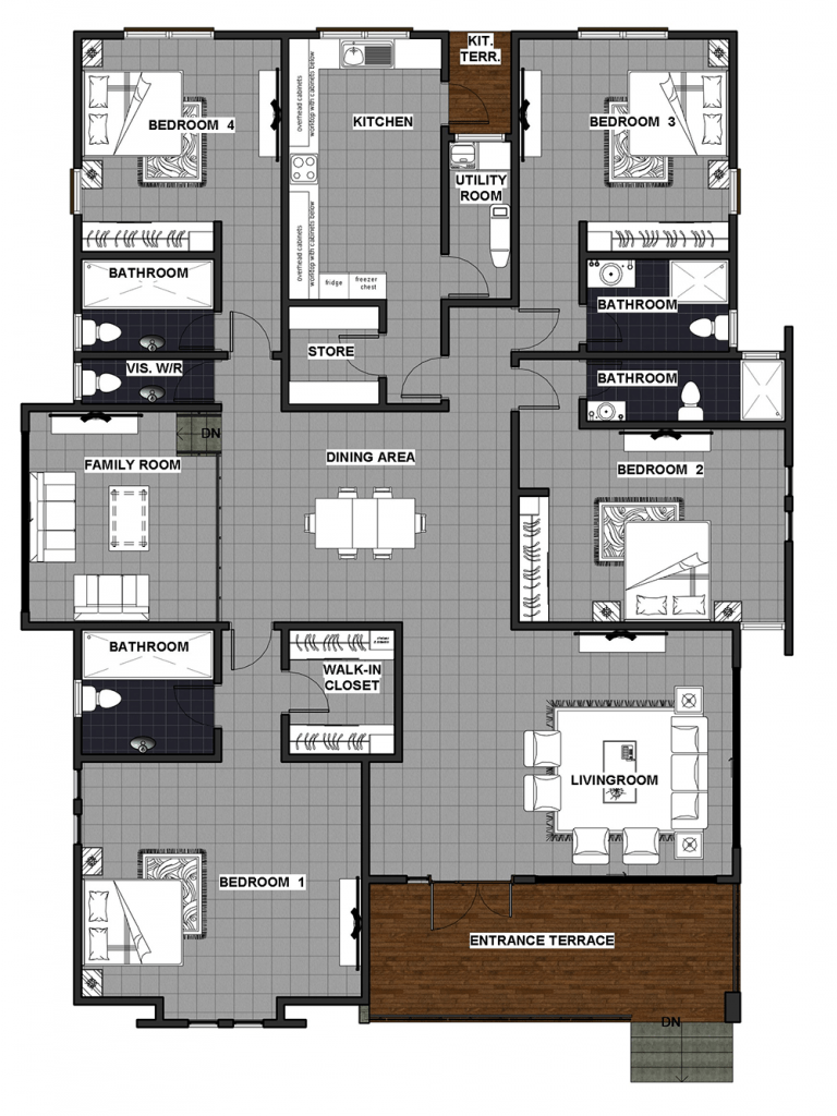 4 Beds, 4 Baths Adorkor House Plan 2,997 Ghana House Plans