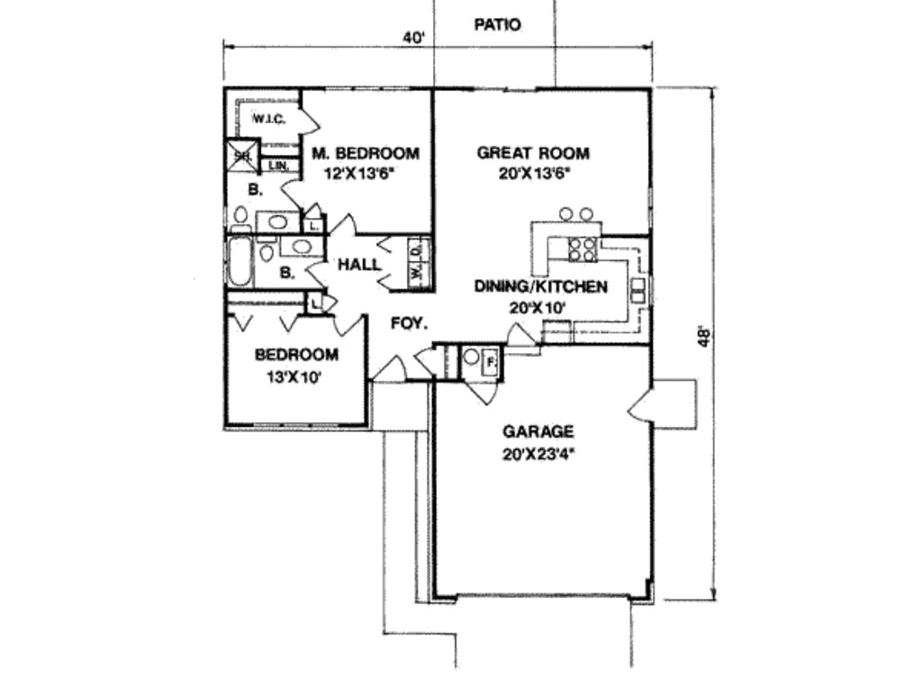Ranch Style House Plan 2 Beds 2 Baths 1100 Sq/Ft Plan 116171
