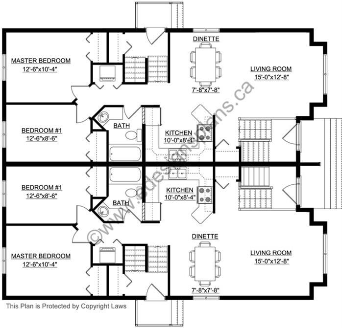 Duplex Plan 2015858 by Edesignsplans.ca Cabin floor plans, Duplex