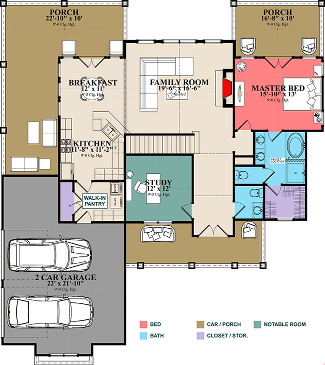 TwoStory Craftsman Home Plan with MainFloor Master 86326HH
