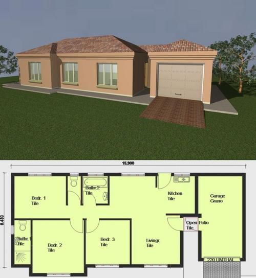 Good South Africa Modern 3 Bedroom House Plans With Garage Most