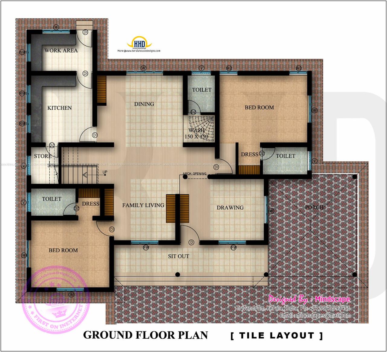 Floor plan and elevation of 2350 square feet house Kerala home design