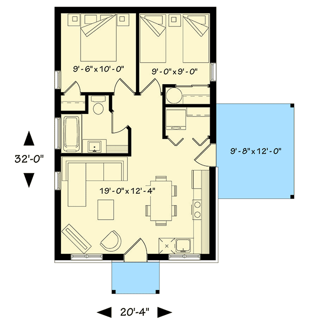 Two Bedroom Tiny Cottage 22405DR Architectural Designs House Plans