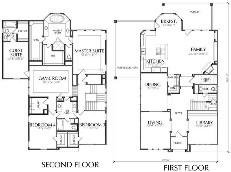 Two Story New Houses, Custom Small Home Design Plans, Affordable Floor