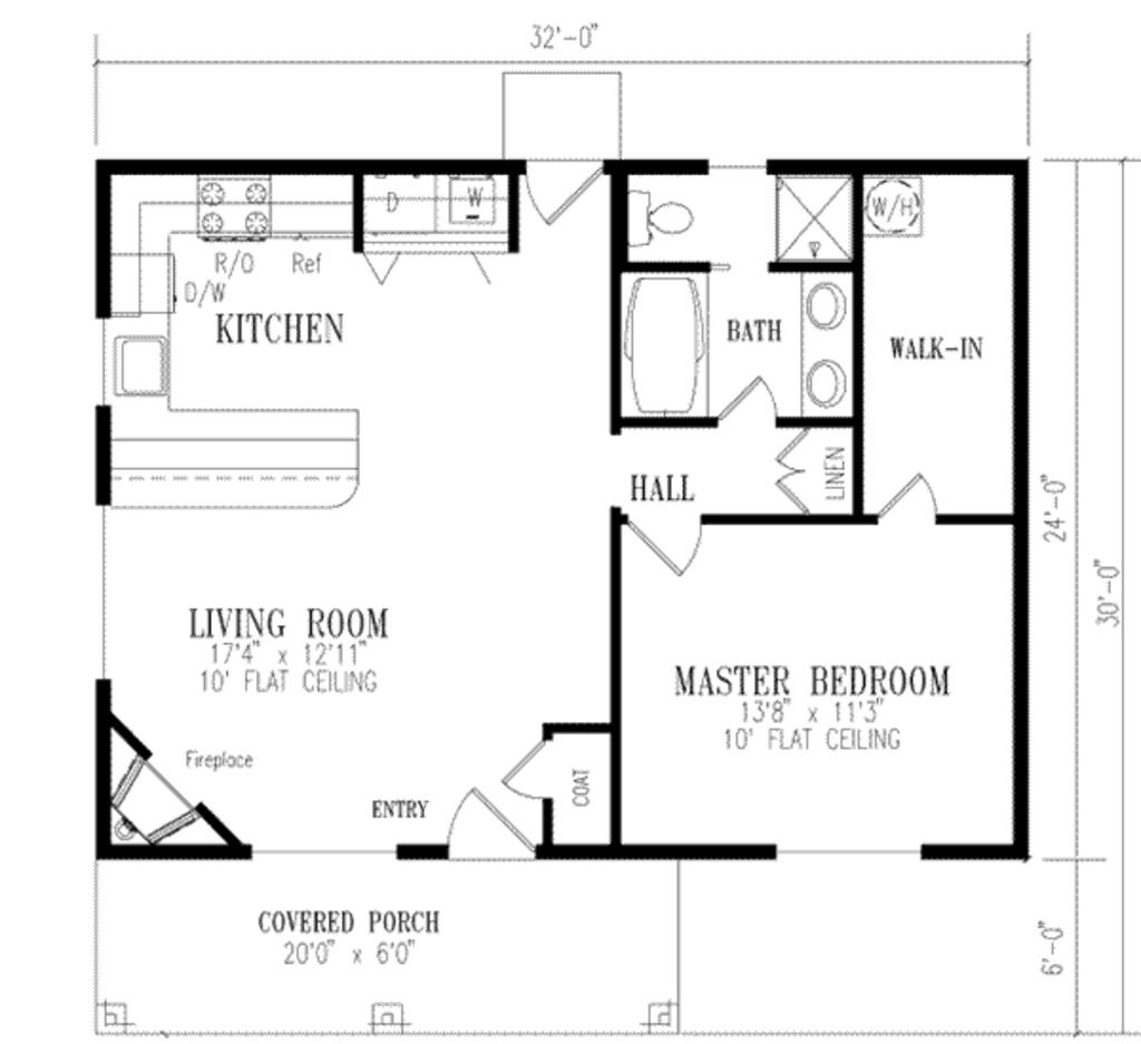 Mediterranean Style House Plan 1 Beds 1 Baths 768 Sq/Ft Plan 1111