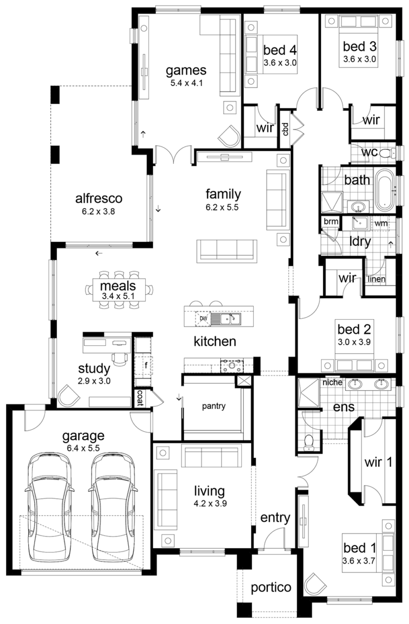 1 Story 4 Bedroom House Floor Plans 5 bedroom floor plans 1 story