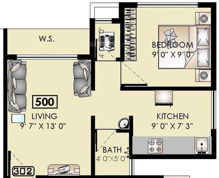 500 sq ft 1 BHK Floor Plan Image Dream Home Enterprises Dream Park