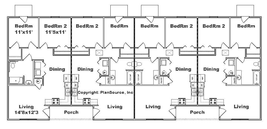 Fourplex plan J28784B PlanSource, Inc