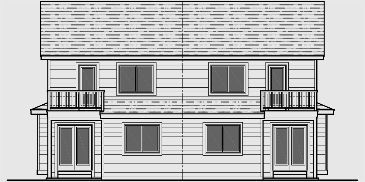 Duplex House Plans, Narrow Lot Duplex House Plans, D550