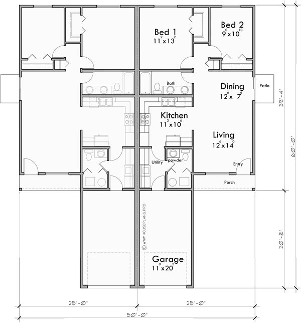 (Add a few more feet on right side to extend) Plan D659 Single Level