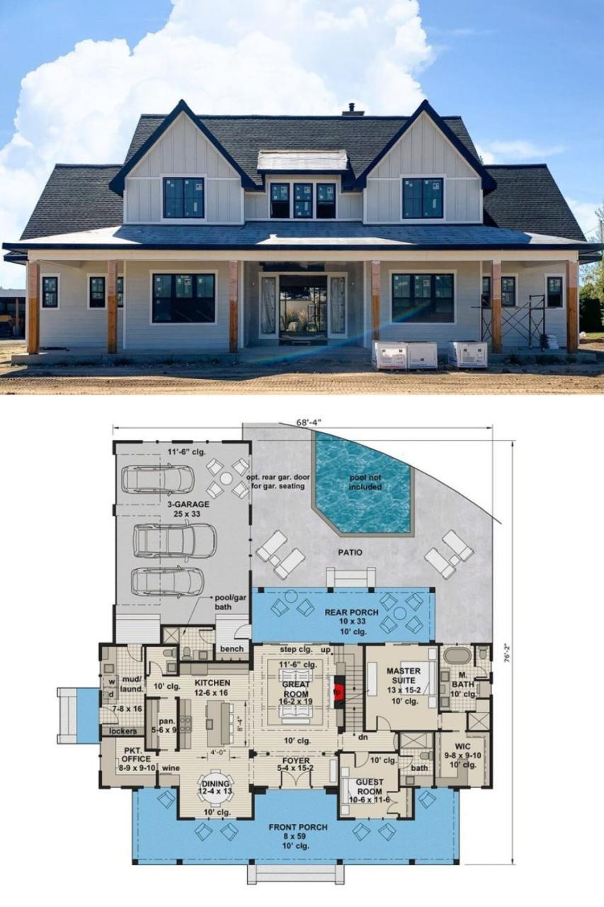 TwoStory 6Bedroom Modern Farmhouse with a Loft (Floor Plan) in 2021