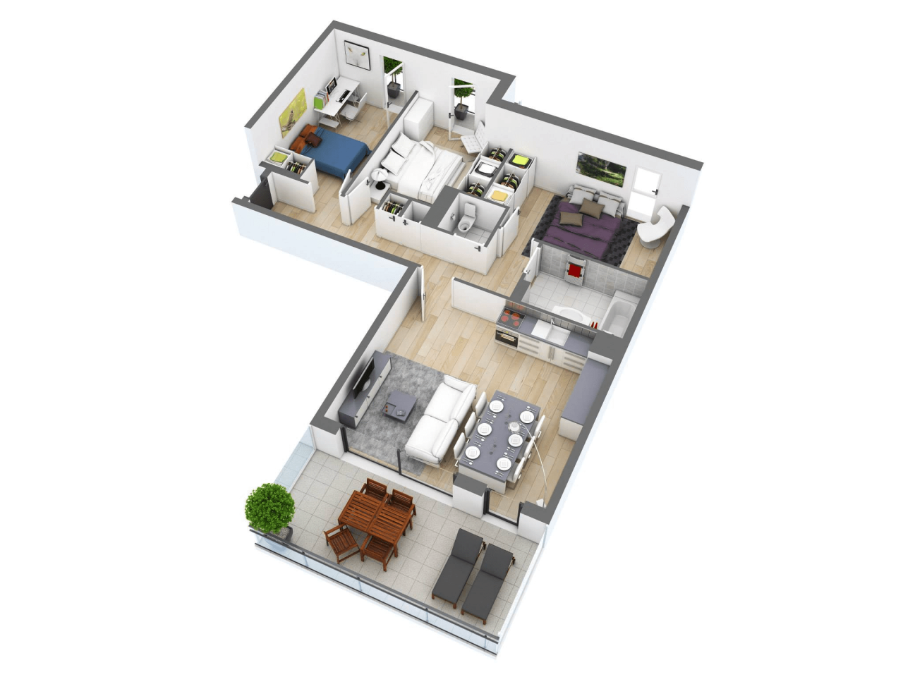 25 More 3 Bedroom 3D Floor Plans Architecture & Design