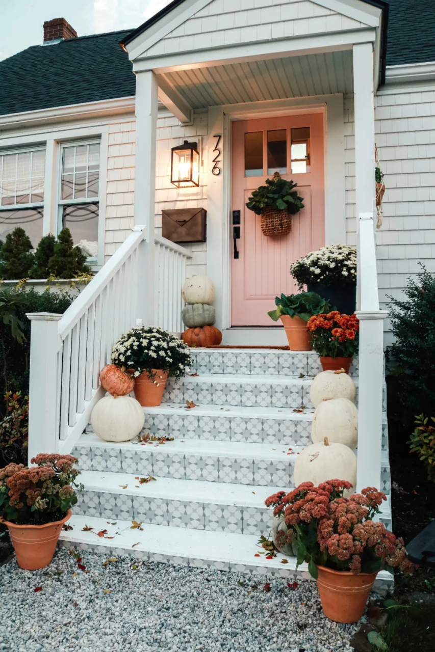 Fall Front Porch and Tile Front Steps Nesting With Grace Fall front