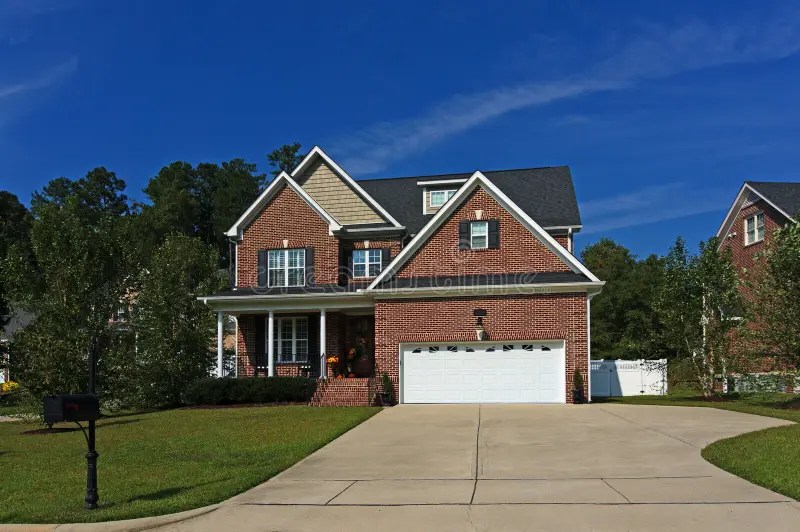 Two story brick house stock image. Image of landscape 48079237