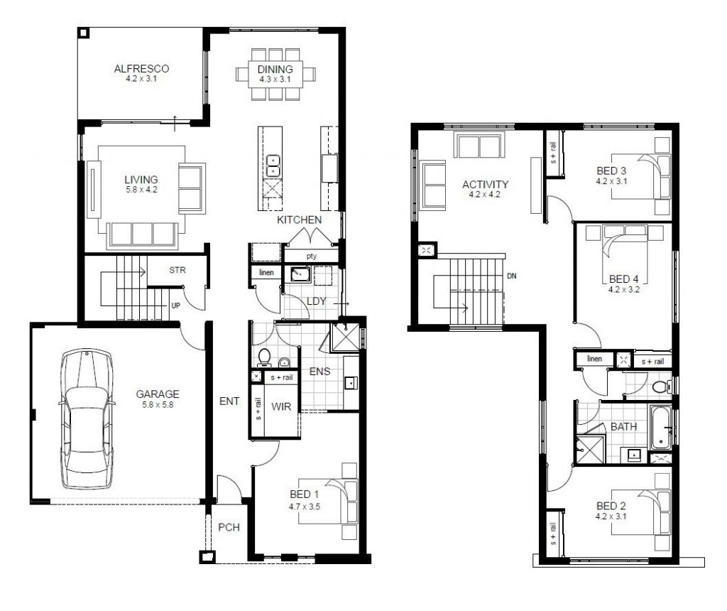 Lovely 2 Story 4 Bedroom House Floor Plans New Home Plans Design