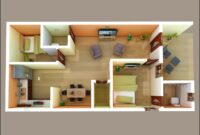 Best 3D Floor Plan, 2BHK Contemporary Modern House Plan India